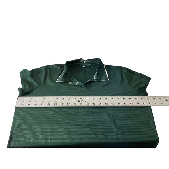 Nike Golf Mens Green Large Golf Polo Dri-Fit Stripes Snap Close Collar - Picture 5 of 12